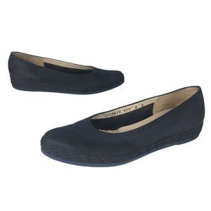 Salvatore Ferragamo Navy Nubuck Leather Wedge